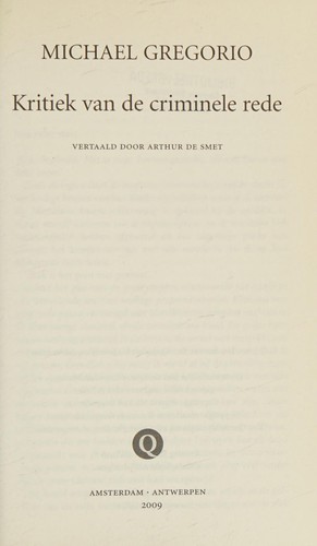 Cover of Kritiek van de criminele rede