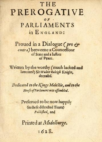 Cover of The prerogative of parliaments in England