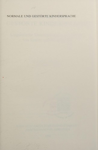 Cover of Normale und gestörte Kindersprache