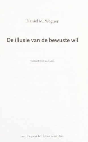 Cover of De illusie van de bewuste wil