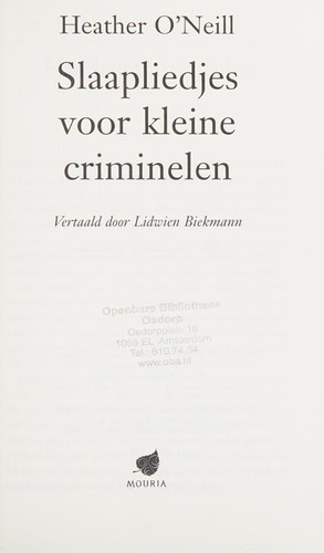 Cover of Slaapliedjes voor kleine criminelen