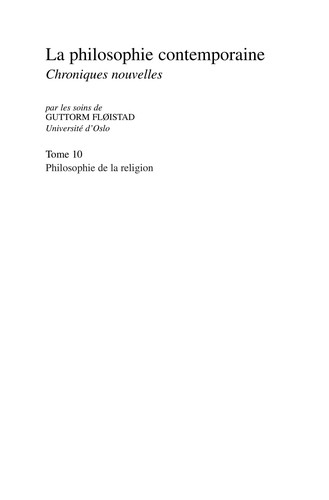Cover of Contemporary philosophy : a new survey. 10 : Philosophy of religion