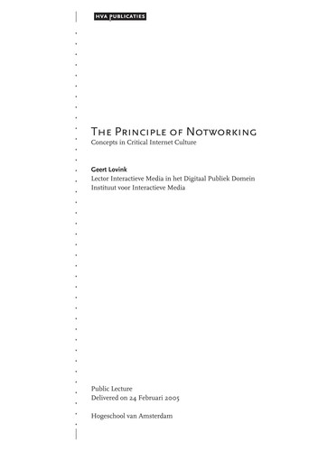 Cover of The principle of notworking