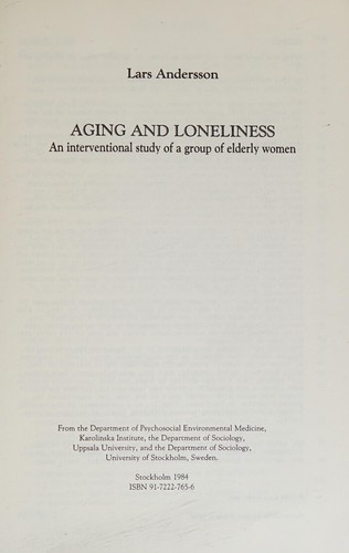 Cover of Aging and loneliness