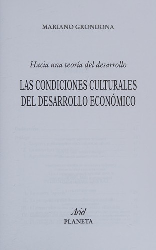 Cover of Condiciones Culturales del Desarrollo Economico