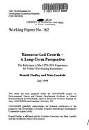 Cover of Resource-led growth - a long-term perspective