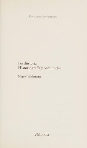 Cover of Posthistoria historiografía y comunidad