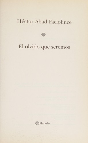 Cover of El olvido que seremos T.D.
