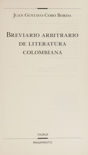 Cover of Breviario arbitrario de literatura colombiana
