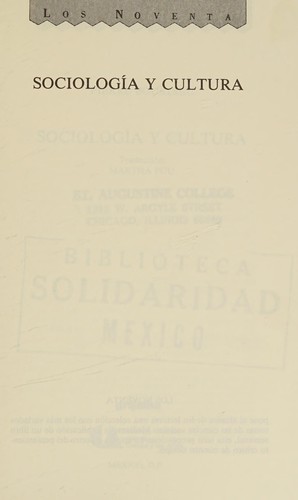 Cover of Sociologia y Cultura