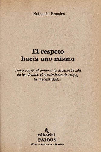 Cover of El respeto hacia uno mismo