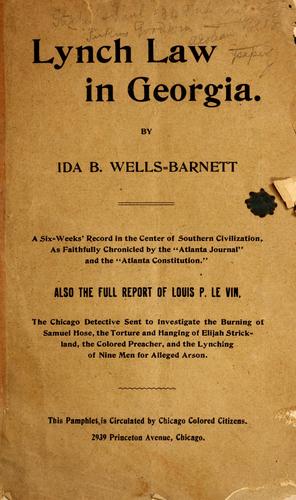 Cover of Lynch law in Georgia