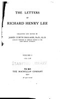 Cover of The Letters of Richard Henry Lee: 1762-1778