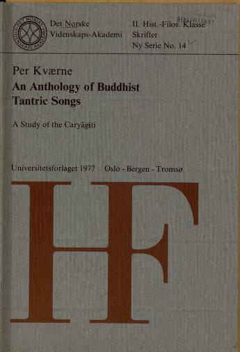 Cover of An anthology of Buddhist tantric songs : a study of the Caryāgīti