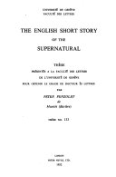 Cover of The English Short Story of the Supernatural