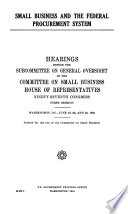 Cover of Small Business and the Federal Procurement System