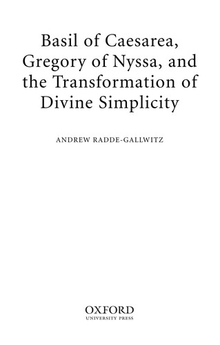 Cover of BASIL OF CAESAREA GREGORY OF NYSSA & TRANSFORMATION OF DIVINE SIMPLICITY