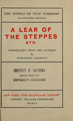 Cover of A Lear of the steppes, etc