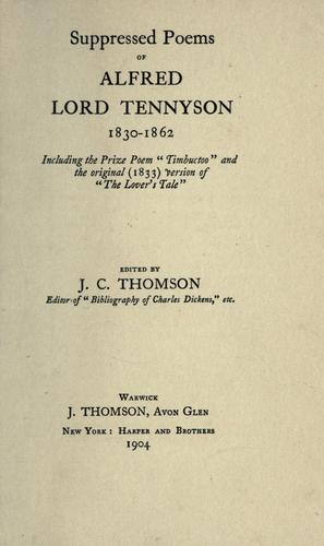Cover of The Suppressed Poems of Alfred Lord Tennyson