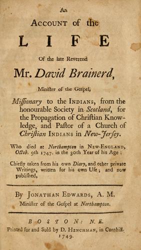 Cover of An account of the life of the late Reverend Mr. David Brainerd