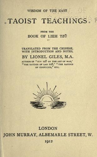 Cover of Taoist teachings from the book of Lieh Tzǔ