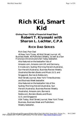 Cover of Rich Dad's Rich Kid, Smart Kid: Giving Your Children a Financial Headstart