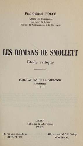 Cover of Les romans de Smollett