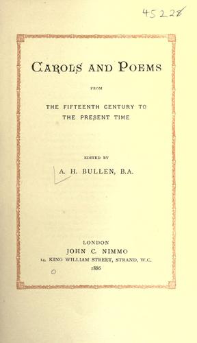 Cover of Carols and poems from the fifteenth century to the present time