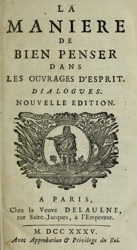 Cover of La Maniére de bien penser dans les ouvrages d'esprit