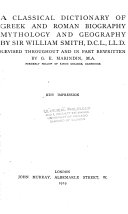 Cover of A Classical Dictionary of Greek and Roman Biography, Mythology and Geography