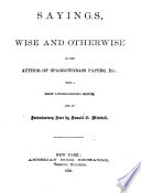 Cover of Sayings, Wise and Otherwise