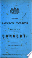 Cover of Madame Sainton Dolby's farewell Concert