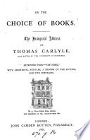 Cover of On the Choice of Books