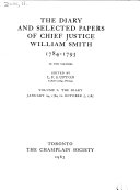 Cover of The Diary and Selected Papers of Chief Justice William Smith, 1784-1793
