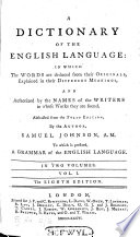 Cover of A Dictionary of the English Language