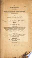 Cover of A Memoir Presented to the American Convention for Promoting the Abolition of Slavery and Improving the Condition of the African Race, December 11th, 1818