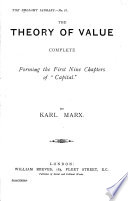 Cover of The theory of value, complete, the first 9 chapters of 'Capital'.