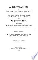 Cover of A Refutation of William Tallack's Remarks on Barclay's Apology and The Manchester Schism