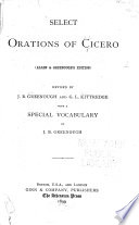 Cover of Select Orations of Cicero