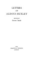 Cover of Letters of Aldous Huxley