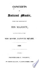 Cover of Concerts of Ancient Music