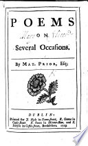 Cover of Poems on several occasions. The dedication signed: Mat. Prior