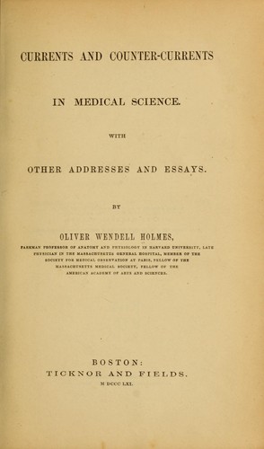 Cover of Currents and counter-currents in medical science