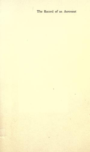 Cover of The record of an aeronaut