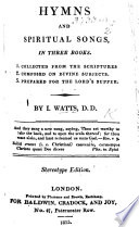 Cover of Hymns and Spiritual Songs ... Corrected, and accomodated to the use of the Church of Christ in America