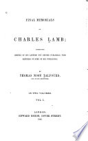 Cover of Final Memorials of Charles Lamb