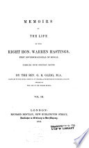 Cover of Memoirs of the life of the Right Hon. Warren Hastings, first governor-general of Bengal