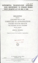 Cover of Supplemental Transportation Appropriations Reinvestment to Upgrade Productivity (STARTUP) Act of 1992, S. 2169
