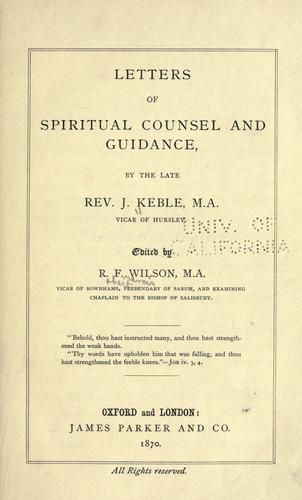 Cover of Letters of spiritual counsel and guidance