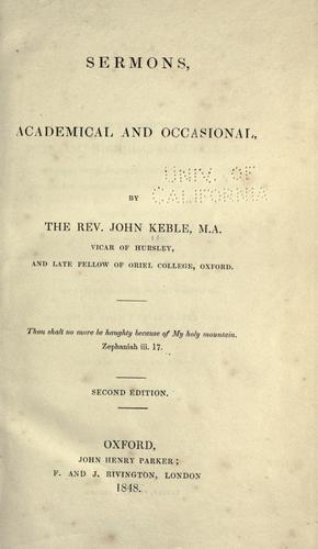 Cover of Sermons, academical and occasional